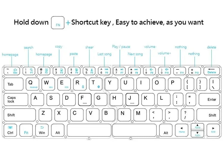 Folding Bluetooth Keyboard For IPAD Mobile Tablet Notebook Portable Office Mini Wireless Keyboard Storage Three Systems Universa